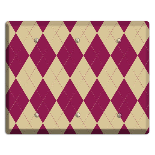 Red and Tan Argyle 3 Blank Wallplate