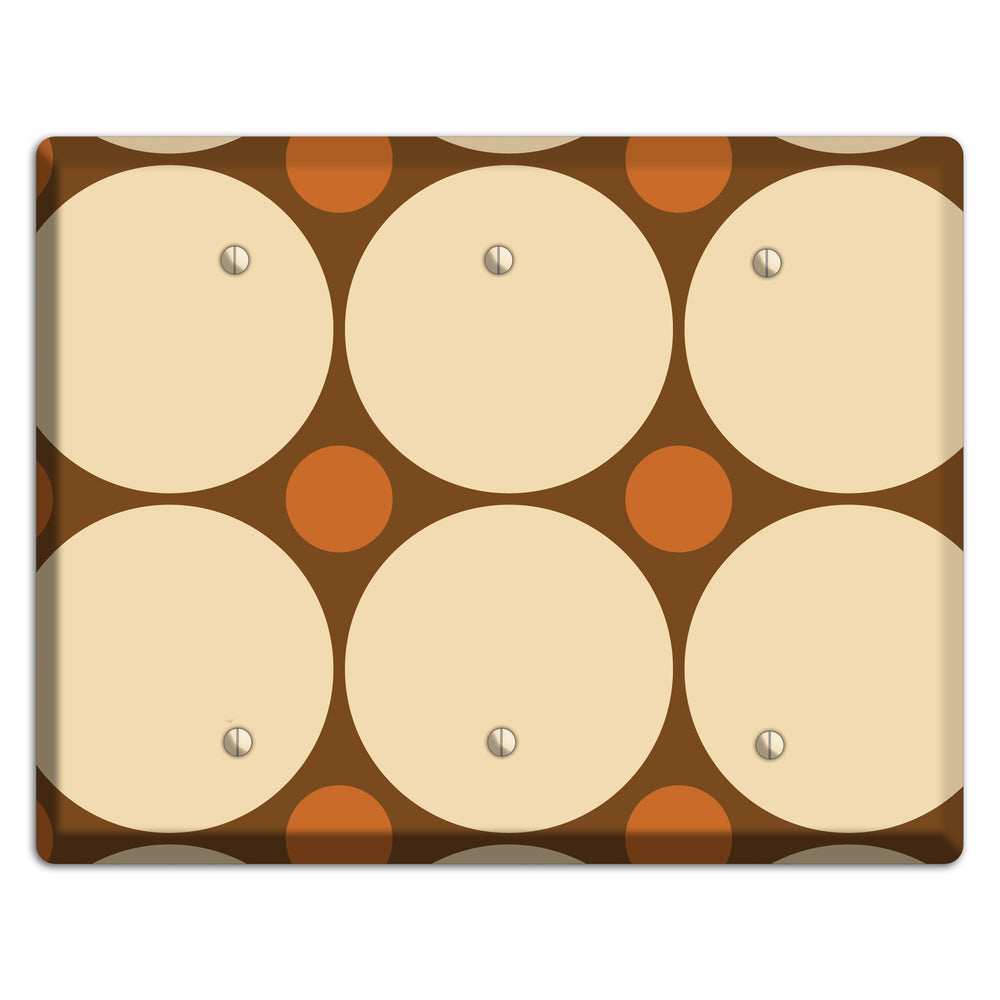 Brown with Beige and Umber Multi Tiled Large Dots 3 Blank Wallplate