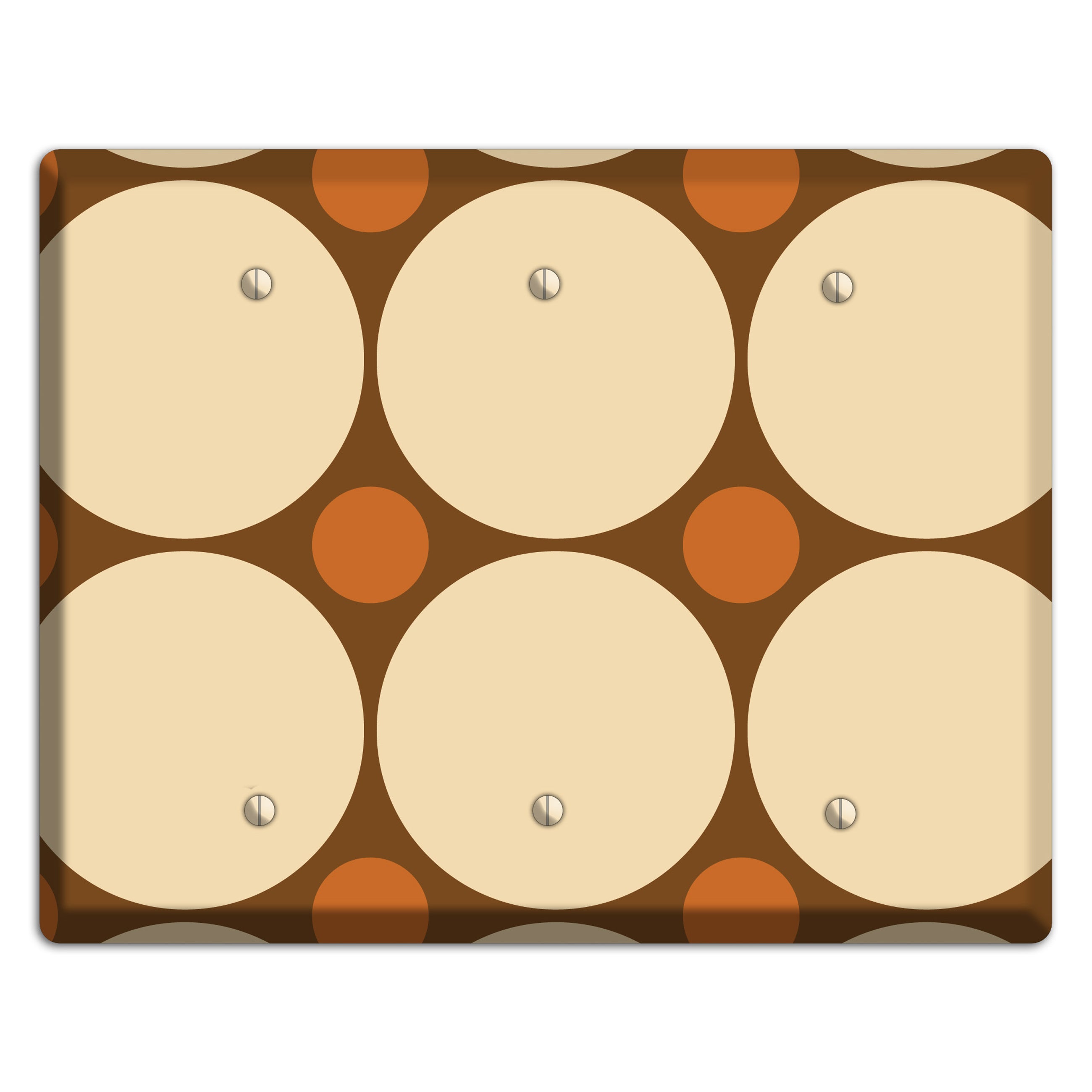 Brown with Beige and Umber Multi Tiled Large Dots 3 Blank Wallplate