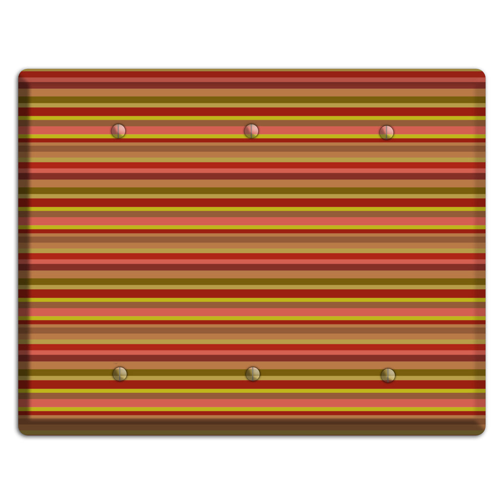 Multi Red Horizontal Stripes 3 Blank Wallplate