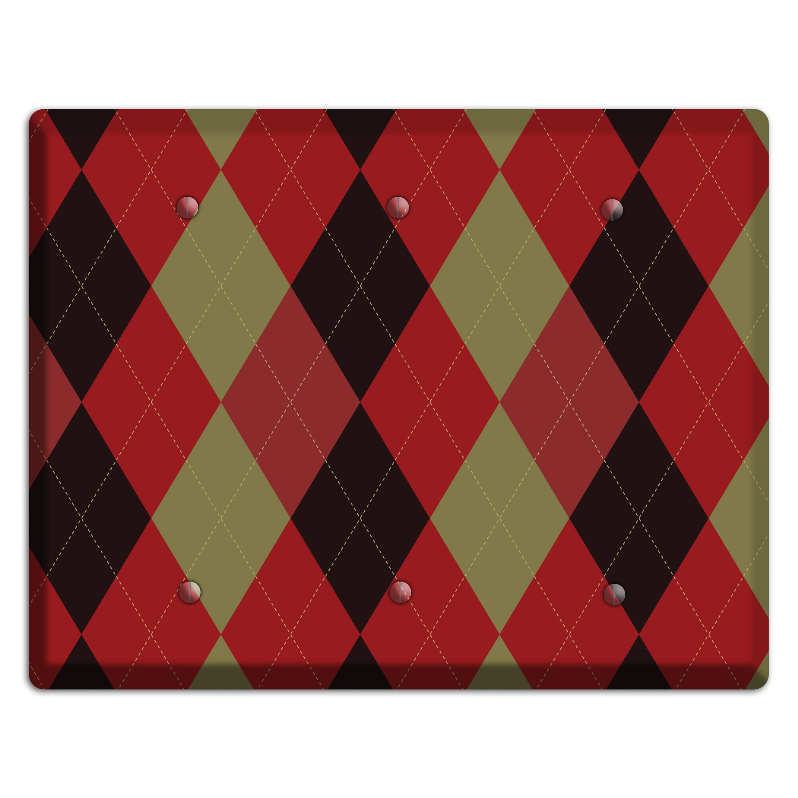 Red Olive Black Argyle 3 Blank Wallplate