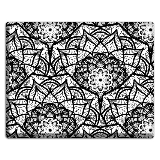 Mandala Black and White Style U Cover Plates 3 Blank Wallplate