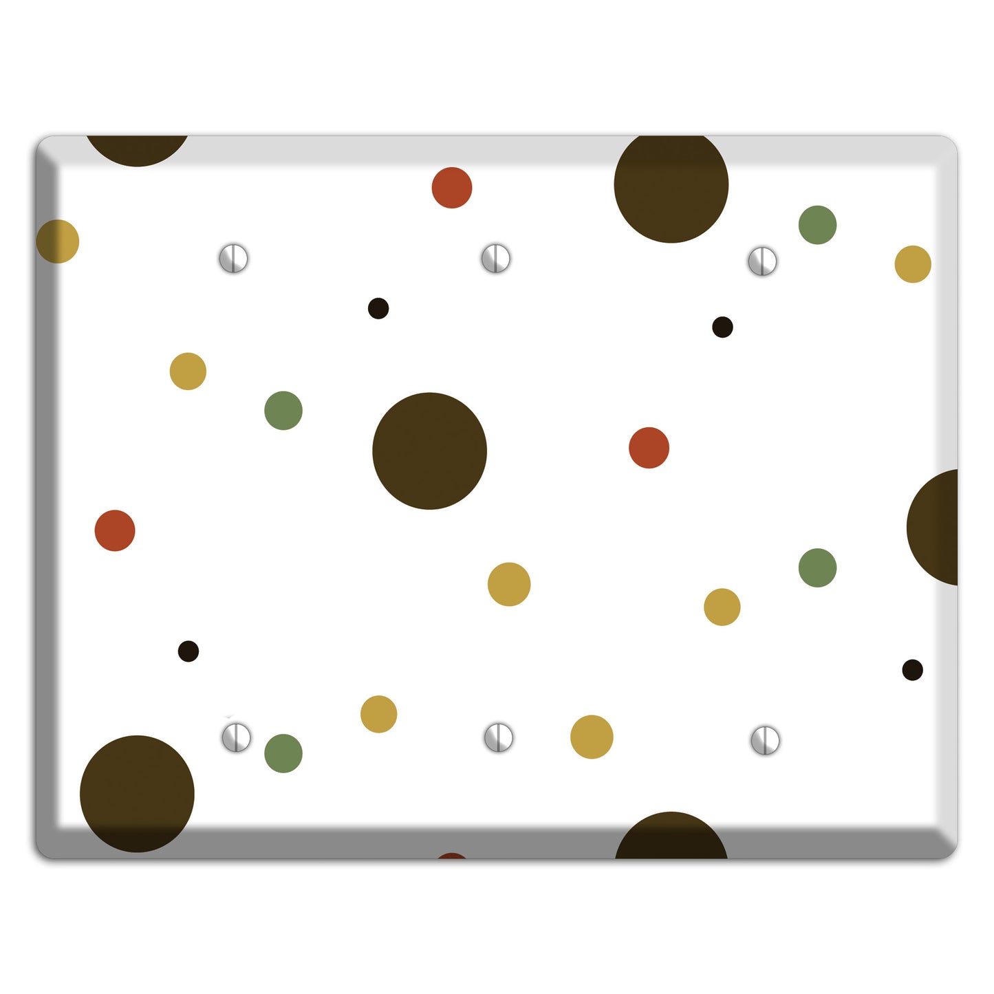 White with Multi Brown Multi Medium Dots 3 Blank Wallplate
