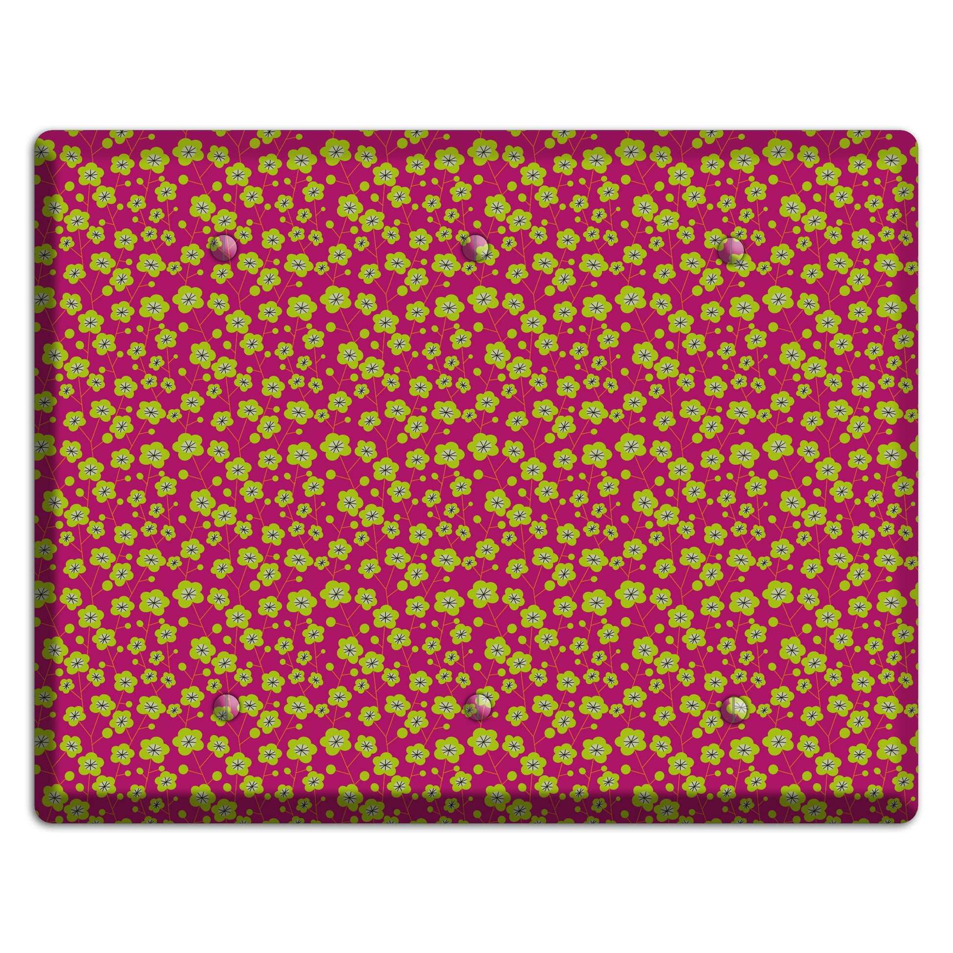 Fuschia and Yellow Calico 3 Blank Wallplate