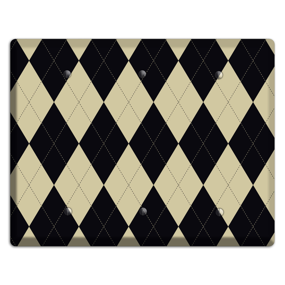 Tan and Black Argyle 3 Blank Wallplate