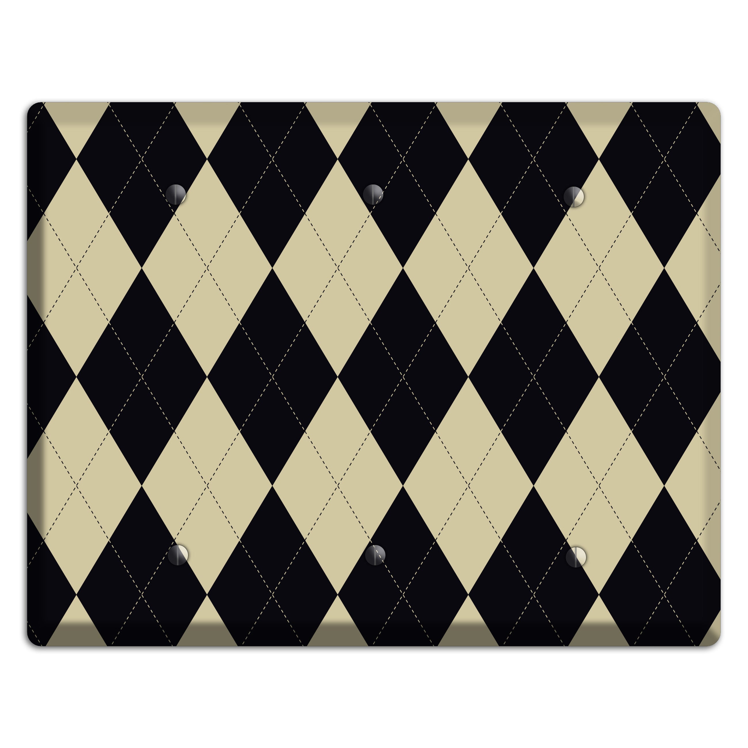 Tan and Black Argyle 3 Blank Wallplate
