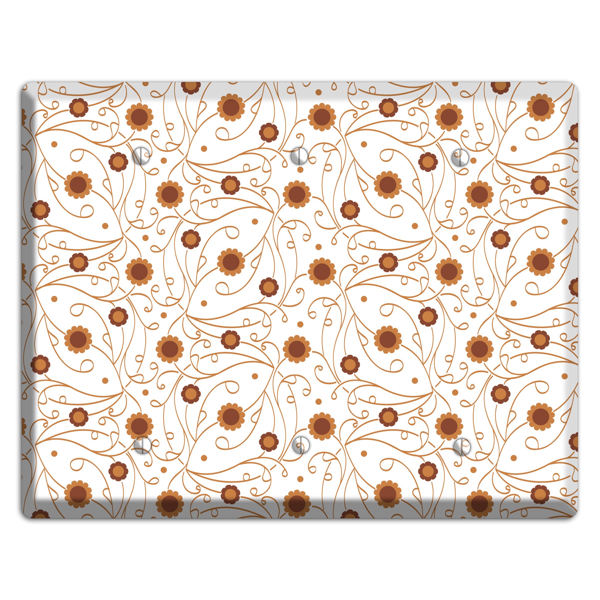 White Vine Floral 3 Blank Wallplate