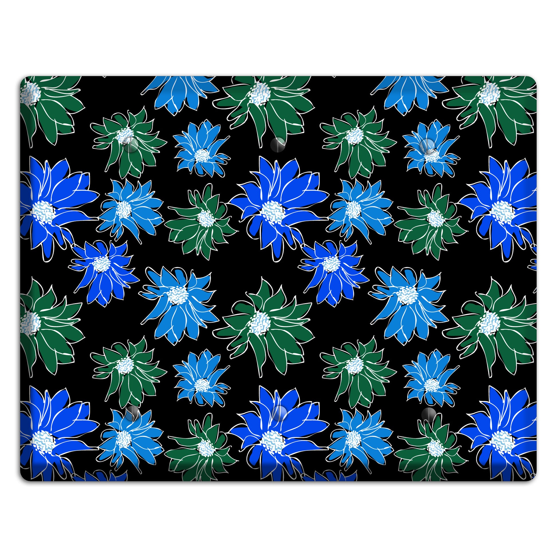 Blue and Green Flowers 3 Blank Wallplate