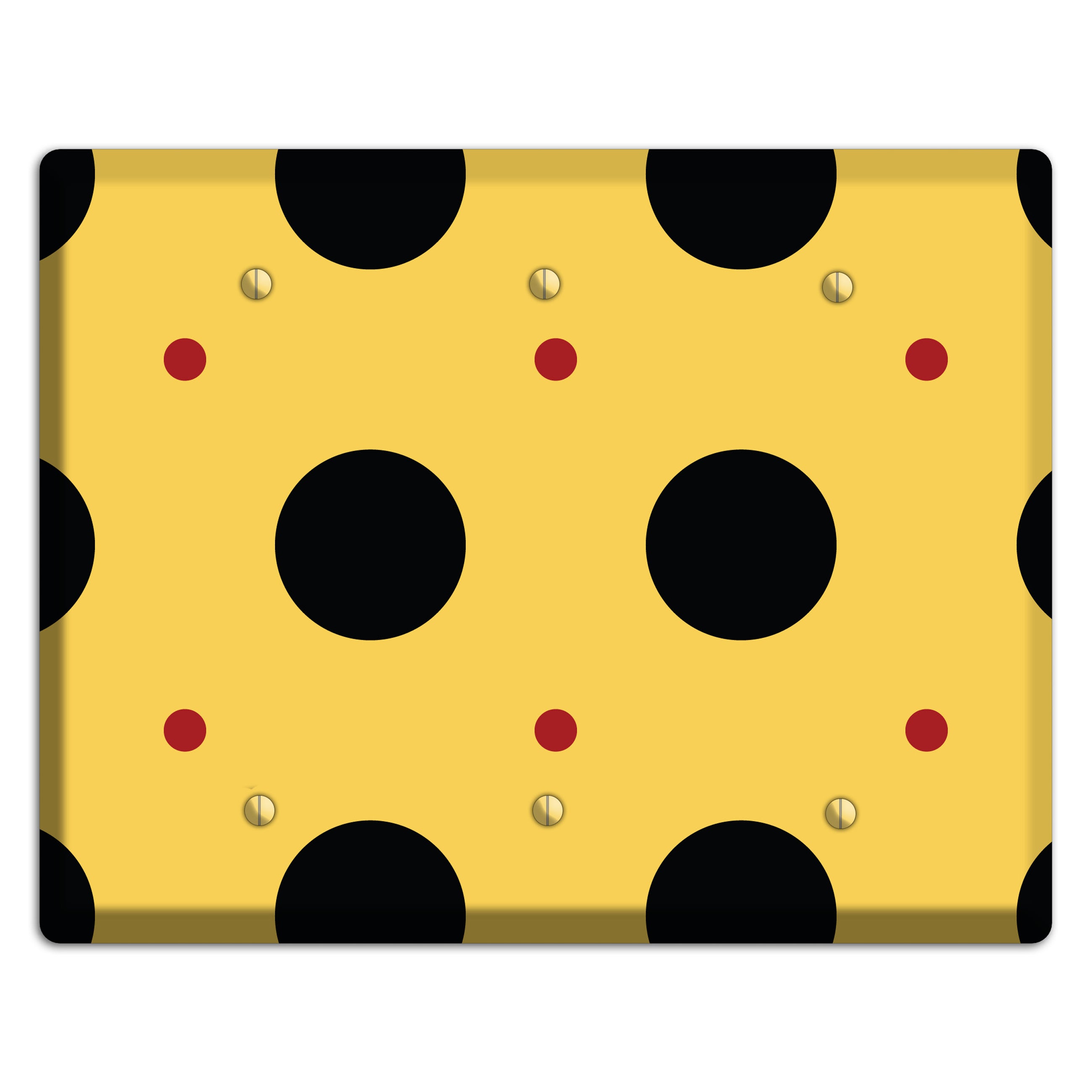 Yellow with Black and Red Multi Tiled Medium Dots 3 Blank Wallplate