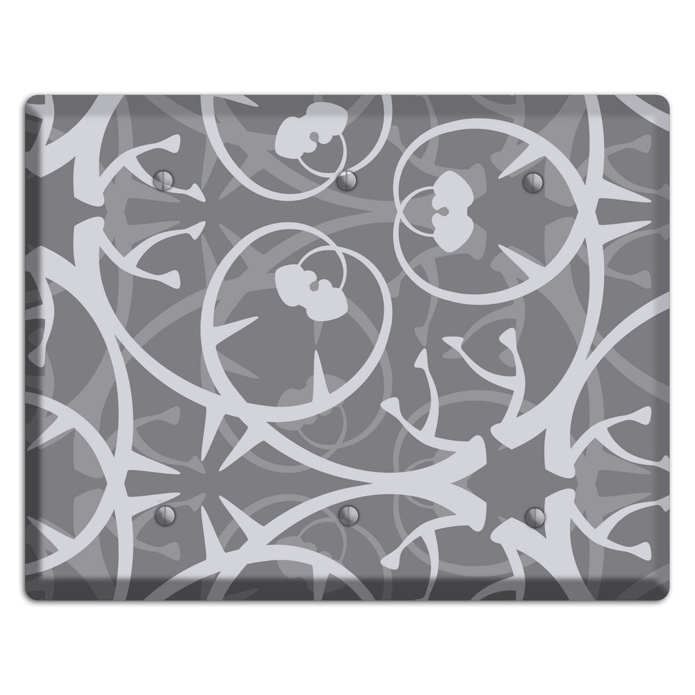 Grey Abstract Swirl 3 Blank Wallplate