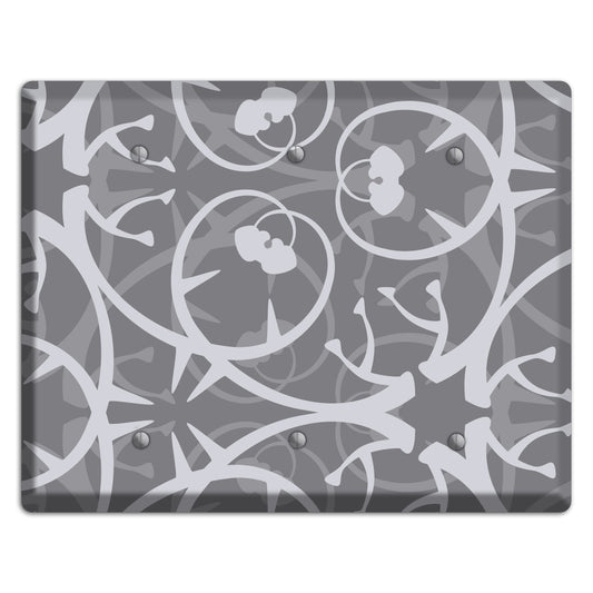 Grey Abstract Swirl 3 Blank Wallplate
