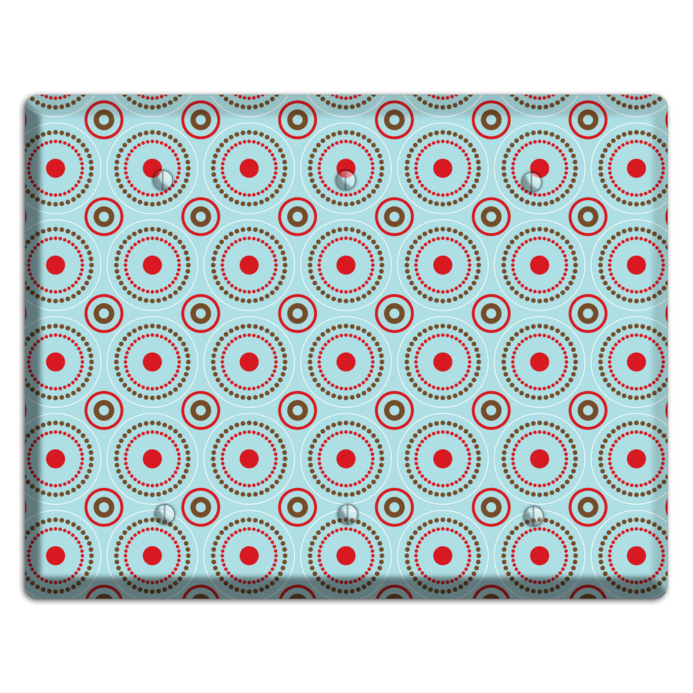Dusty Blue with Red and Brown Retro Suzani 3 Blank Wallplate