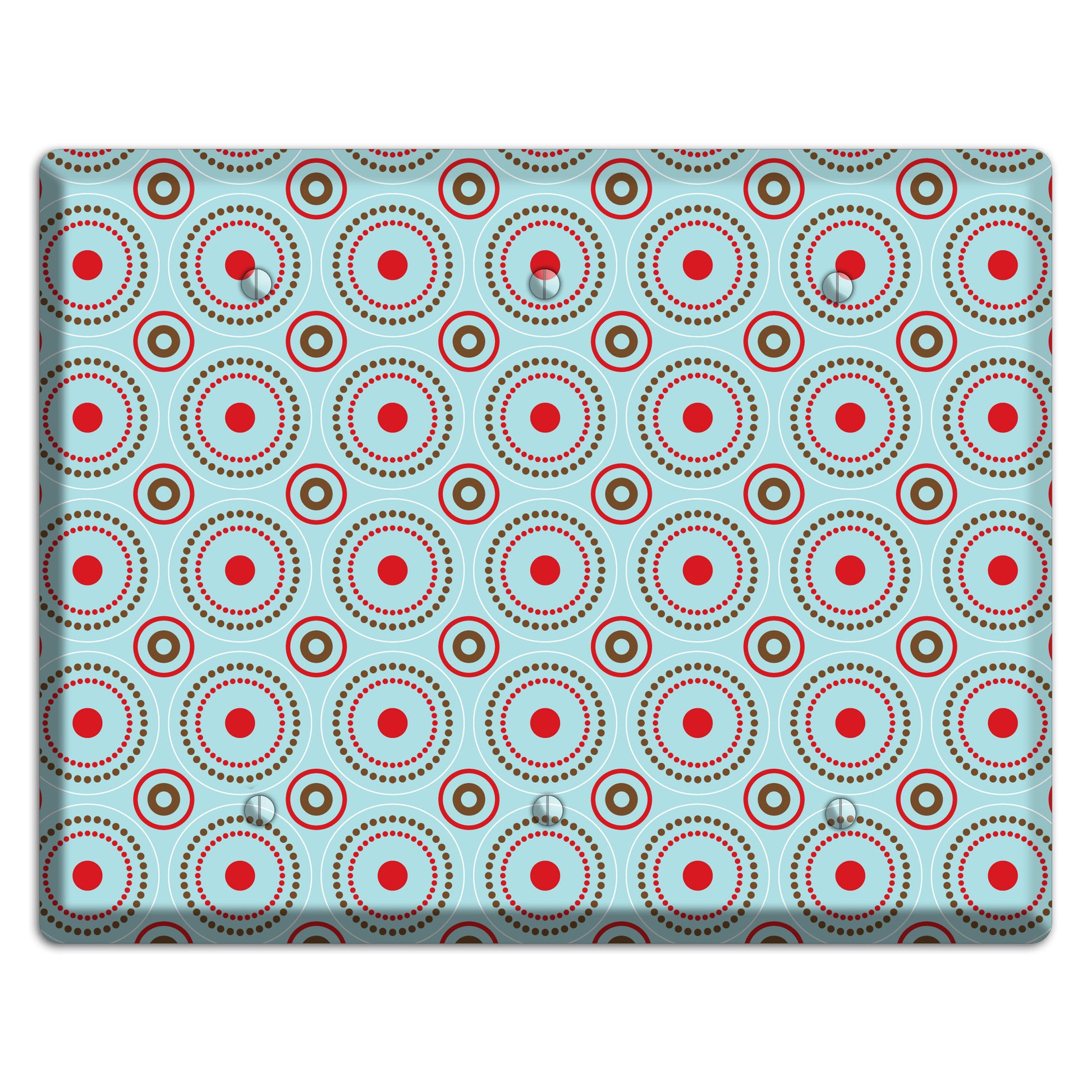 Dusty Blue with Red and Brown Retro Suzani 3 Blank Wallplate