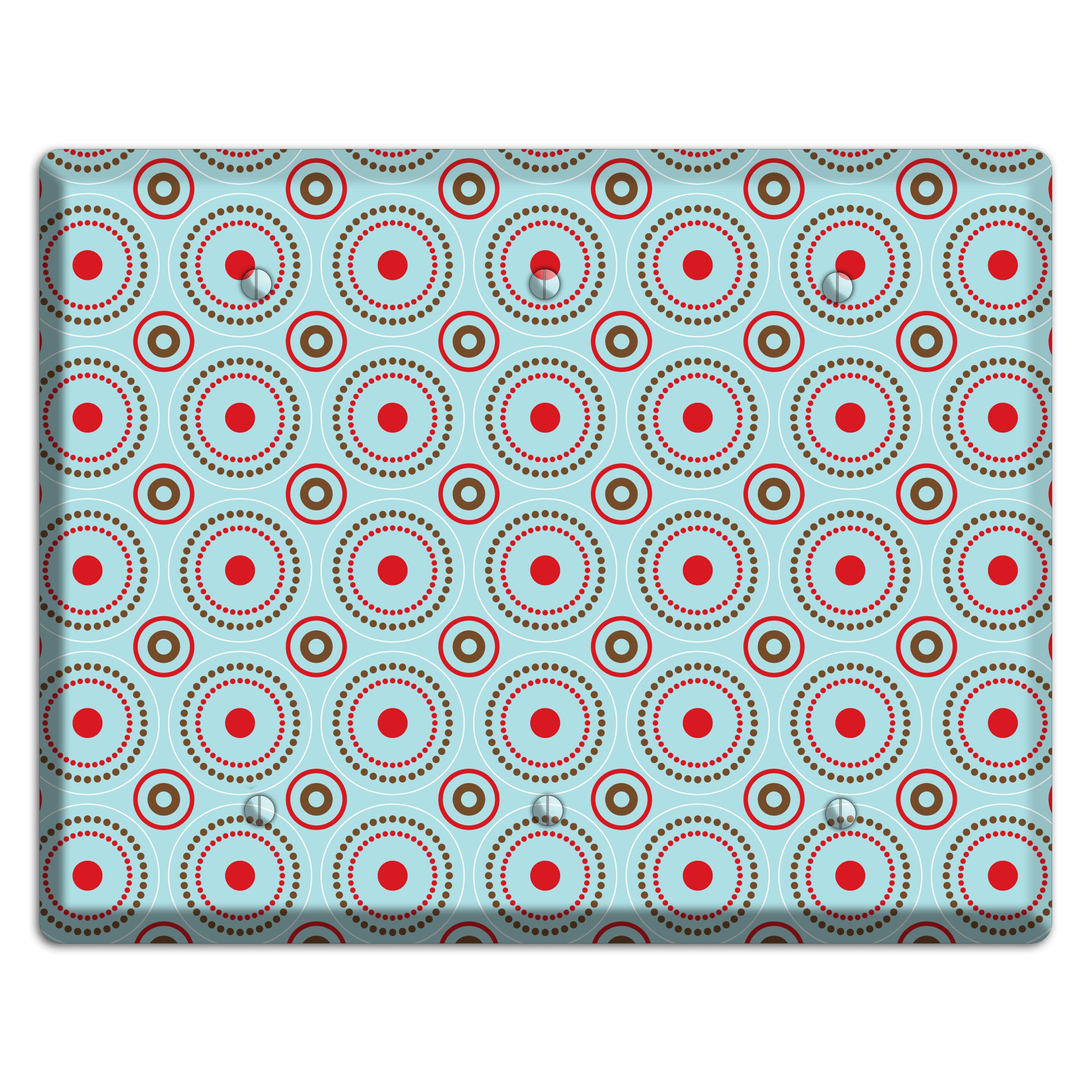 Dusty Blue with Red and Brown Retro Suzani 3 Blank Wallplate