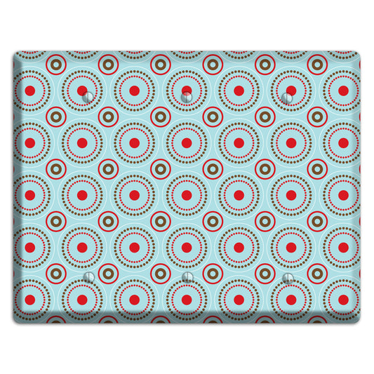 Dusty Blue with Red and Brown Retro Suzani 3 Blank Wallplate