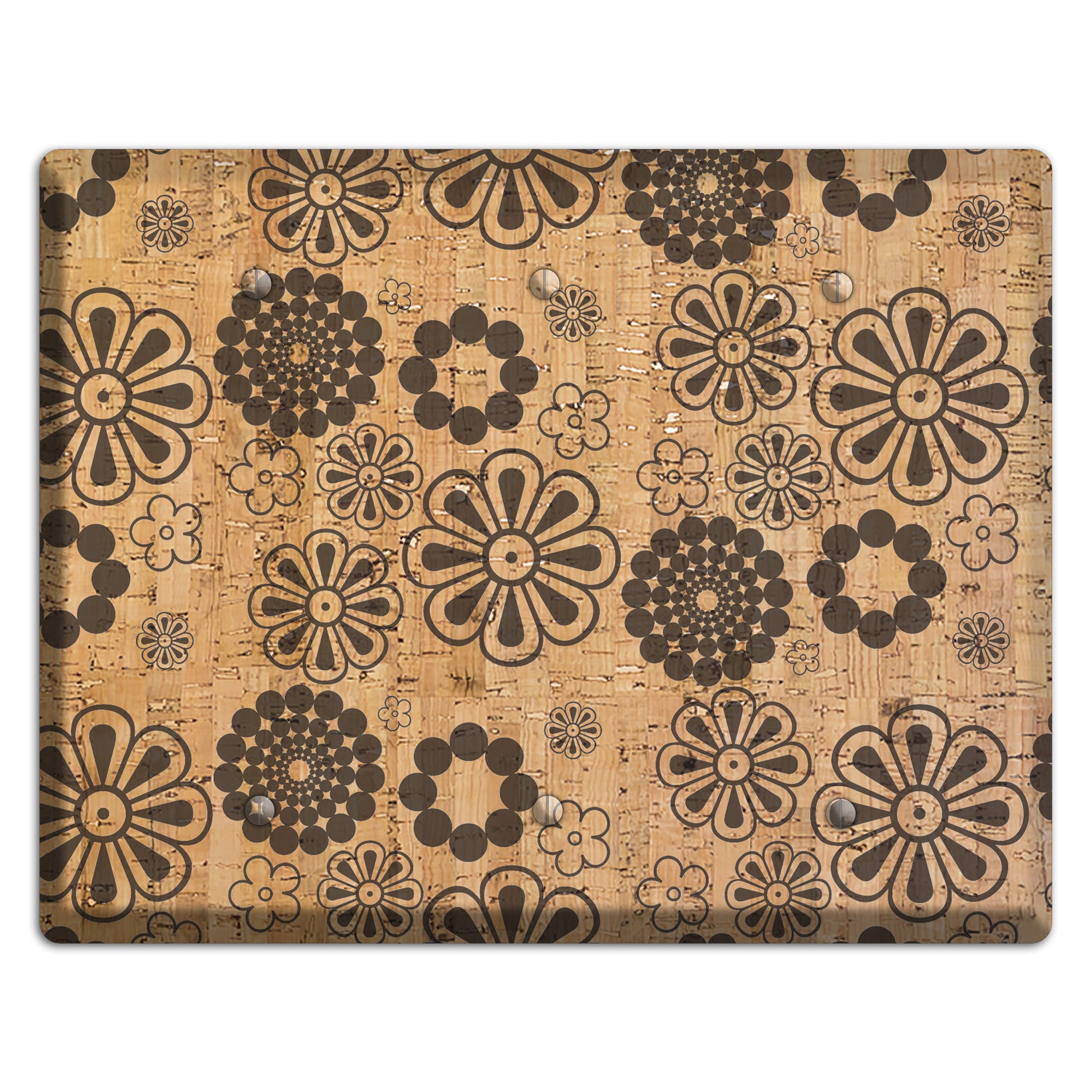 Retro Floral Cork 3 Blank Wallplate