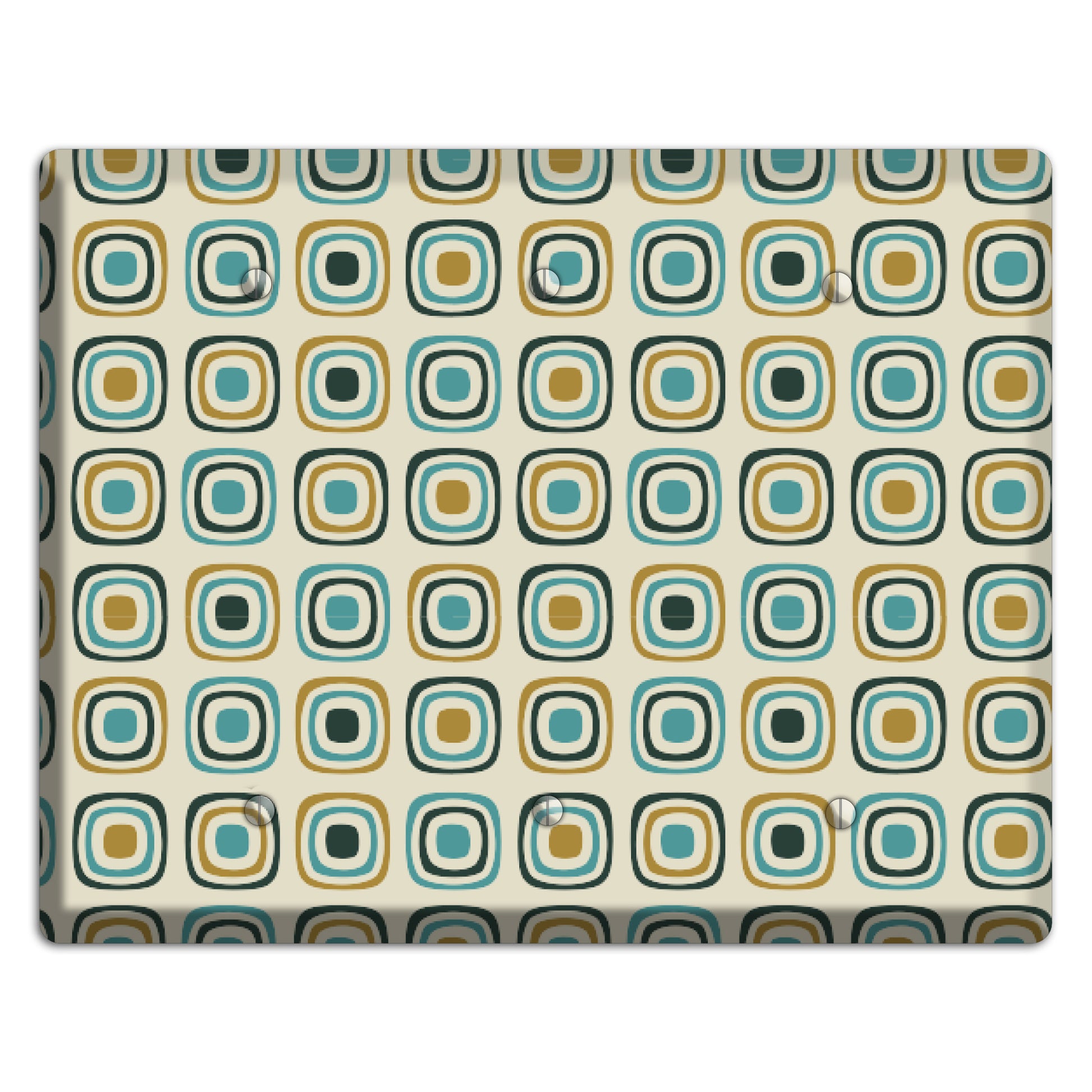 Yellow and Blue Rounded Squares 3 Blank Wallplate