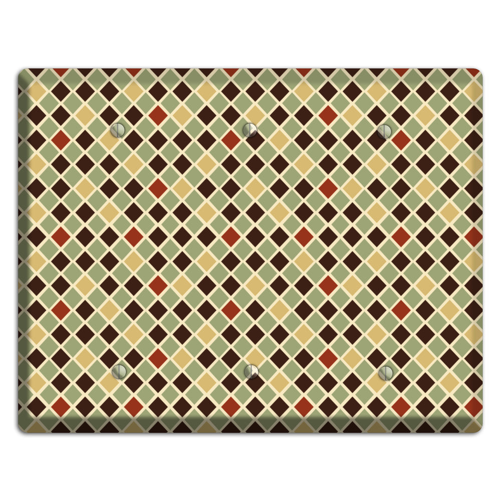 Olive Mustard Maroon Diamonds 3 Blank Wallplate