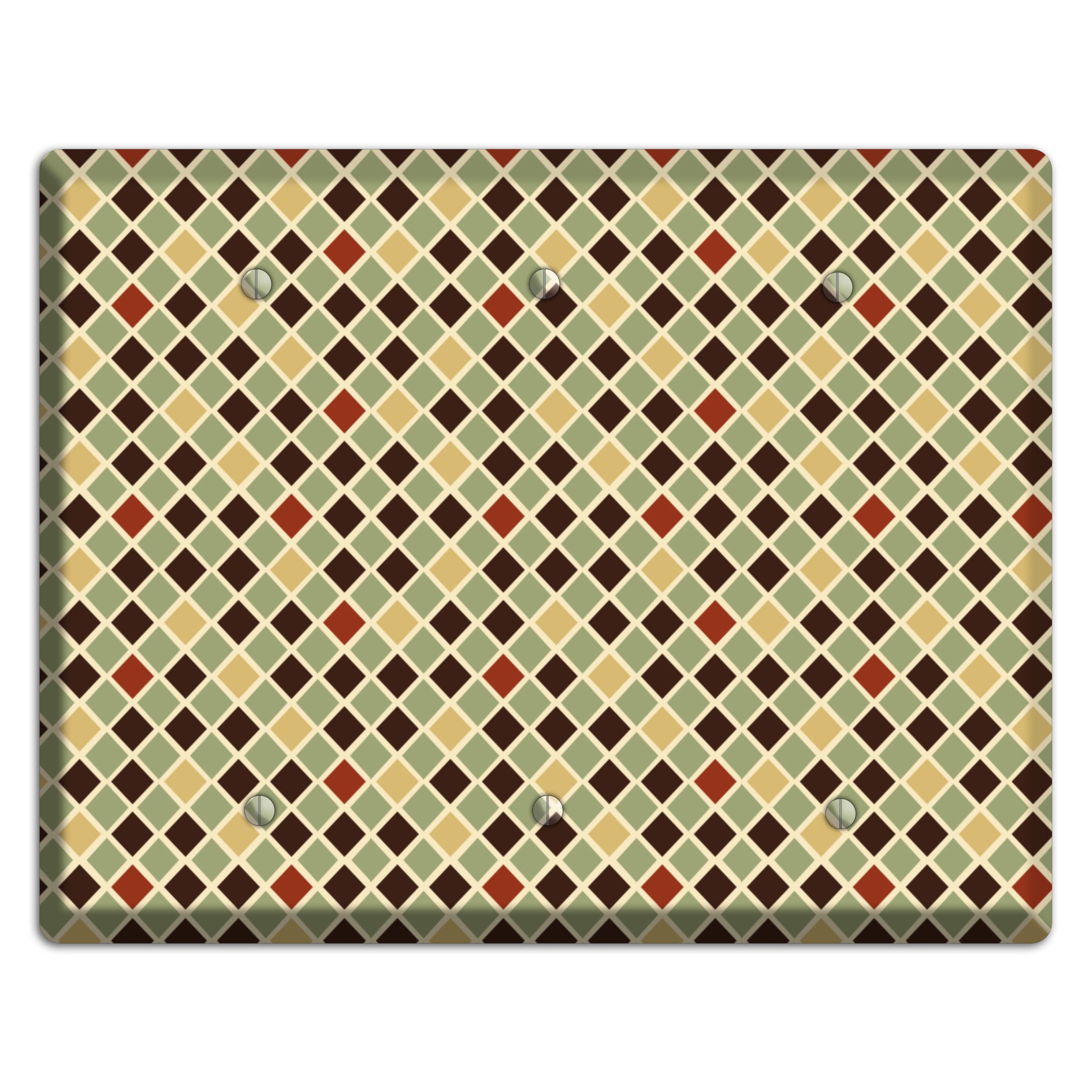 Olive Mustard Maroon Diamonds 3 Blank Wallplate