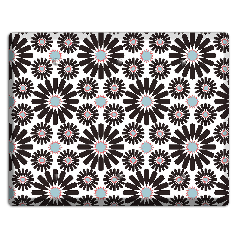 Dusty Blue Maroon Scandinavian Floral 2 3 Blank Wallplate