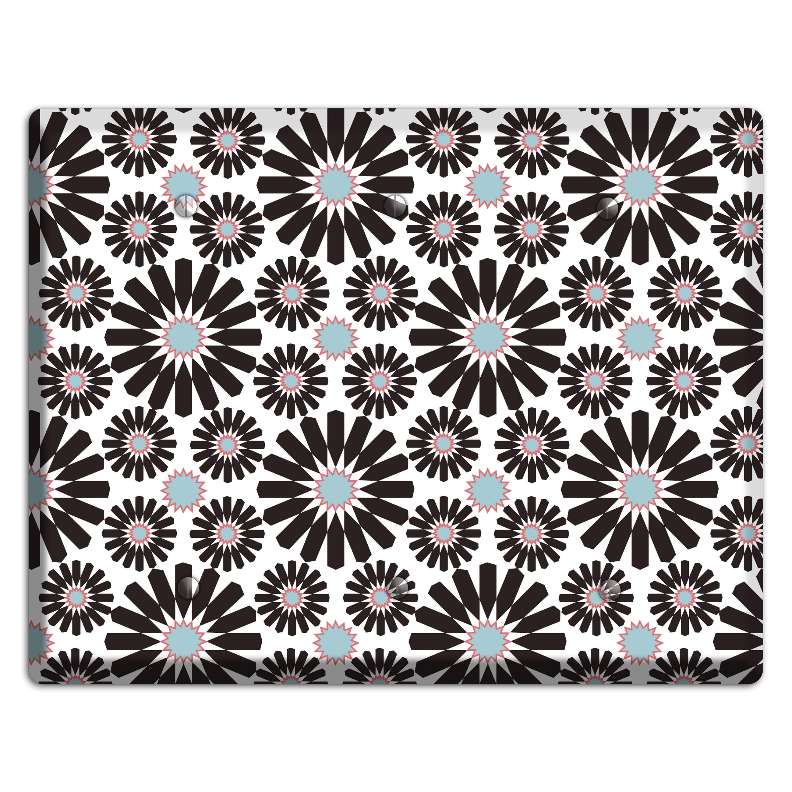 Dusty Blue Maroon Scandinavian Floral 2 3 Blank Wallplate