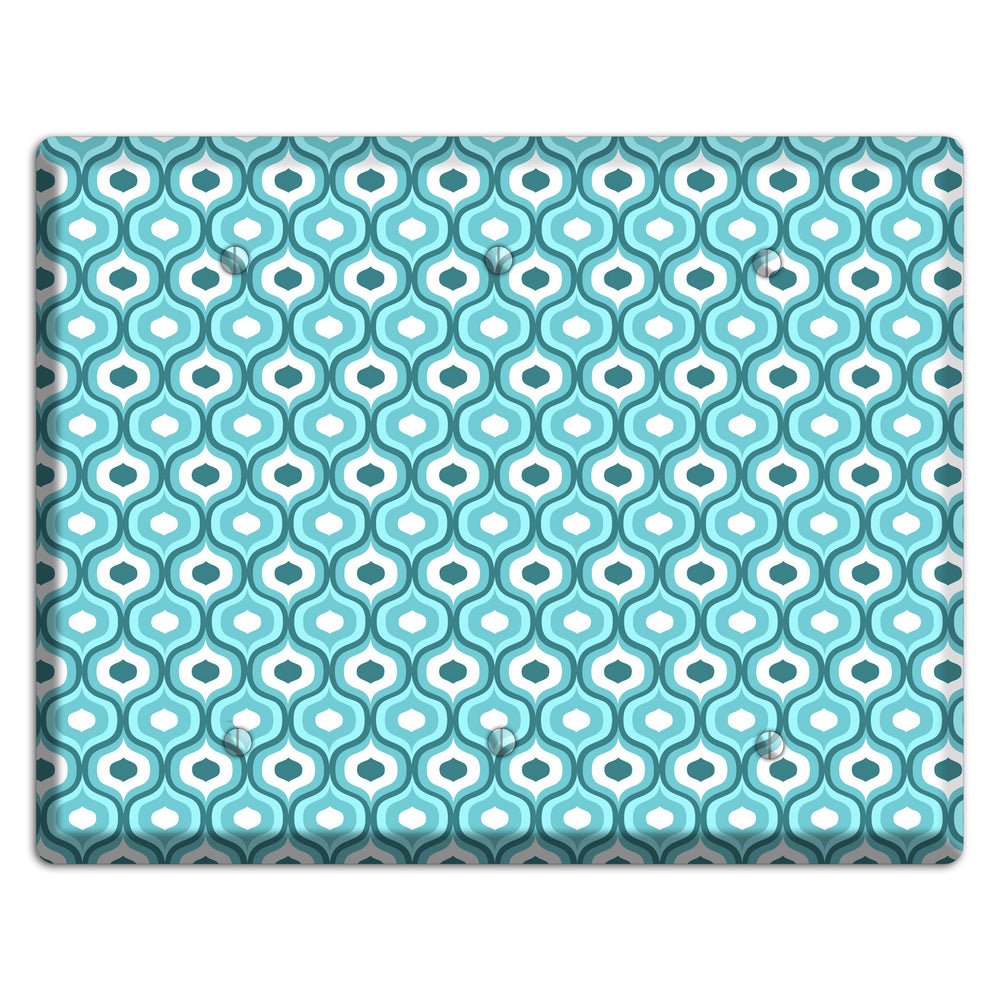 Multi Turquoise Double Scallop 3 Blank Wallplate