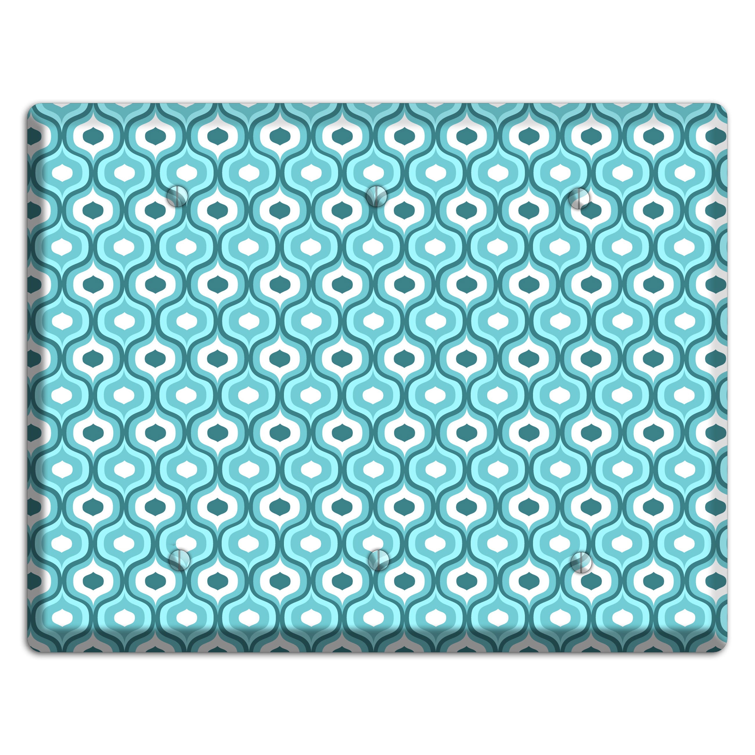 Multi Turquoise Double Scallop 3 Blank Wallplate
