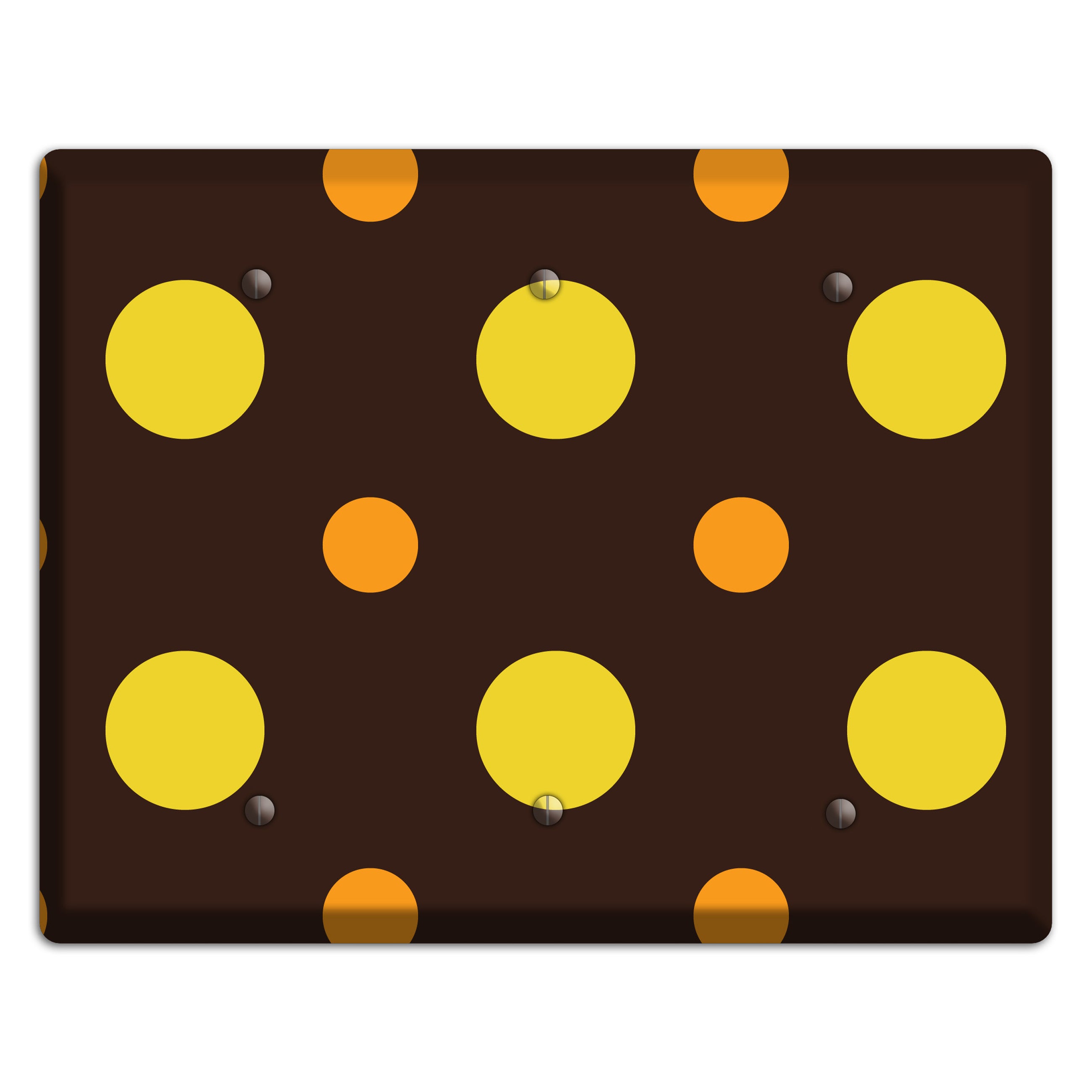 Black with Yellow and Orange Multi Medium Polka Dots 3 Blank Wallplate