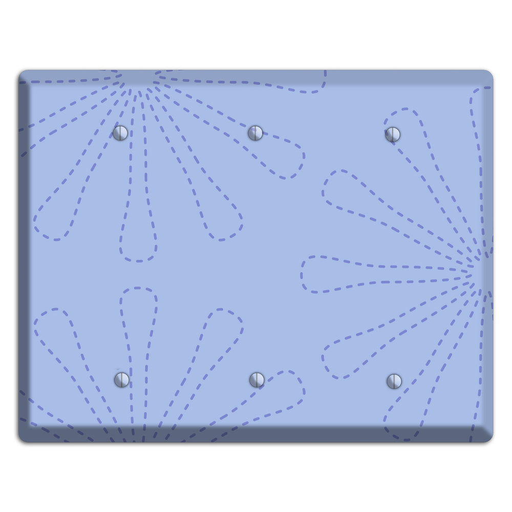 Periwinkle Retro Stipple Floral Contour 3 Blank Wallplate