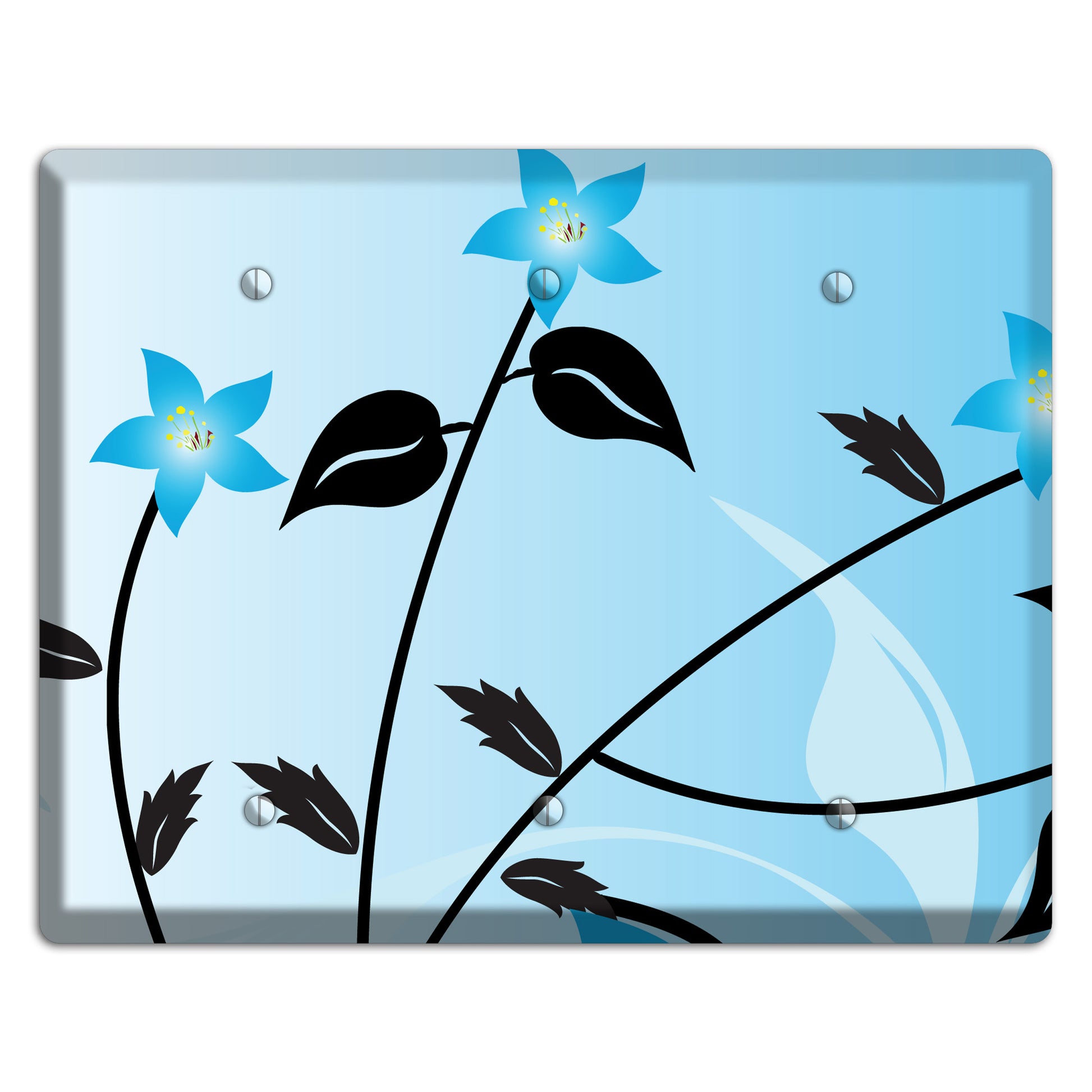 Blue Double Sprig 3 Blank Wallplate