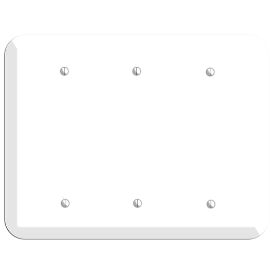 Rounded Corner White Metal 3 Blank Wallplate