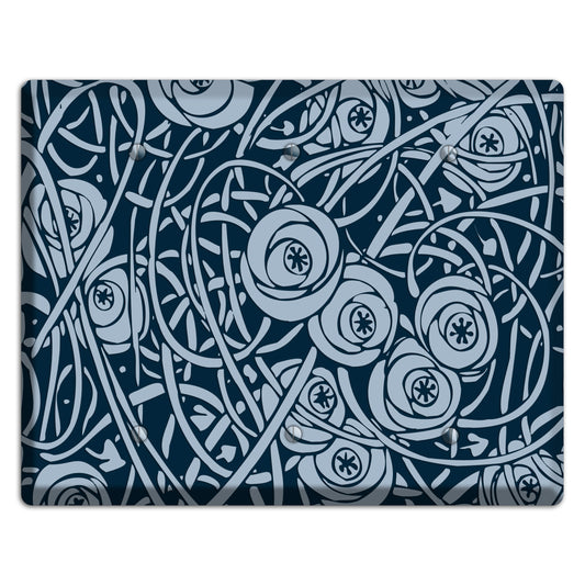 Navy Abstract Floral 3 Blank Wallplate