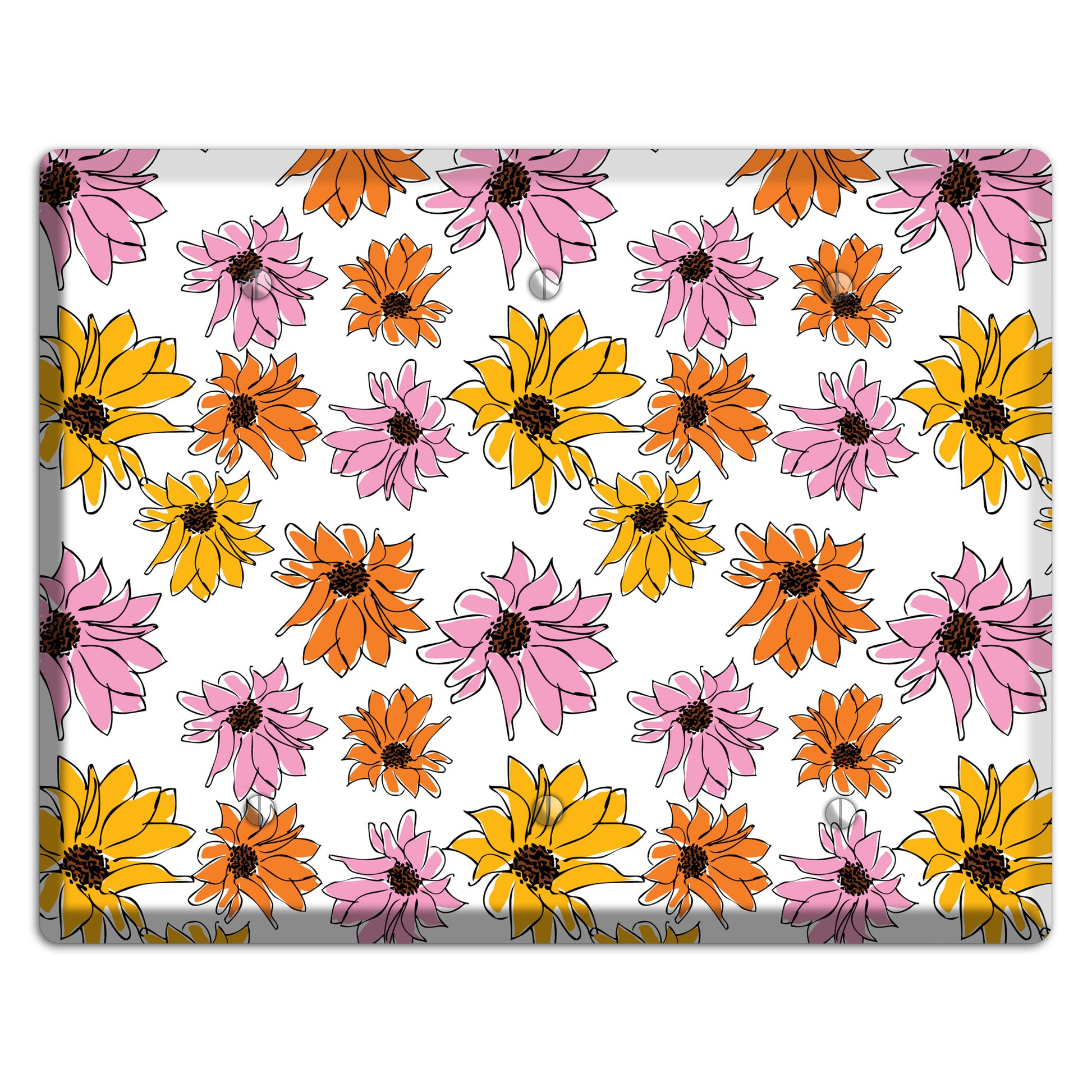 Pink Orange Yellow Flowers 3 Blank Wallplate