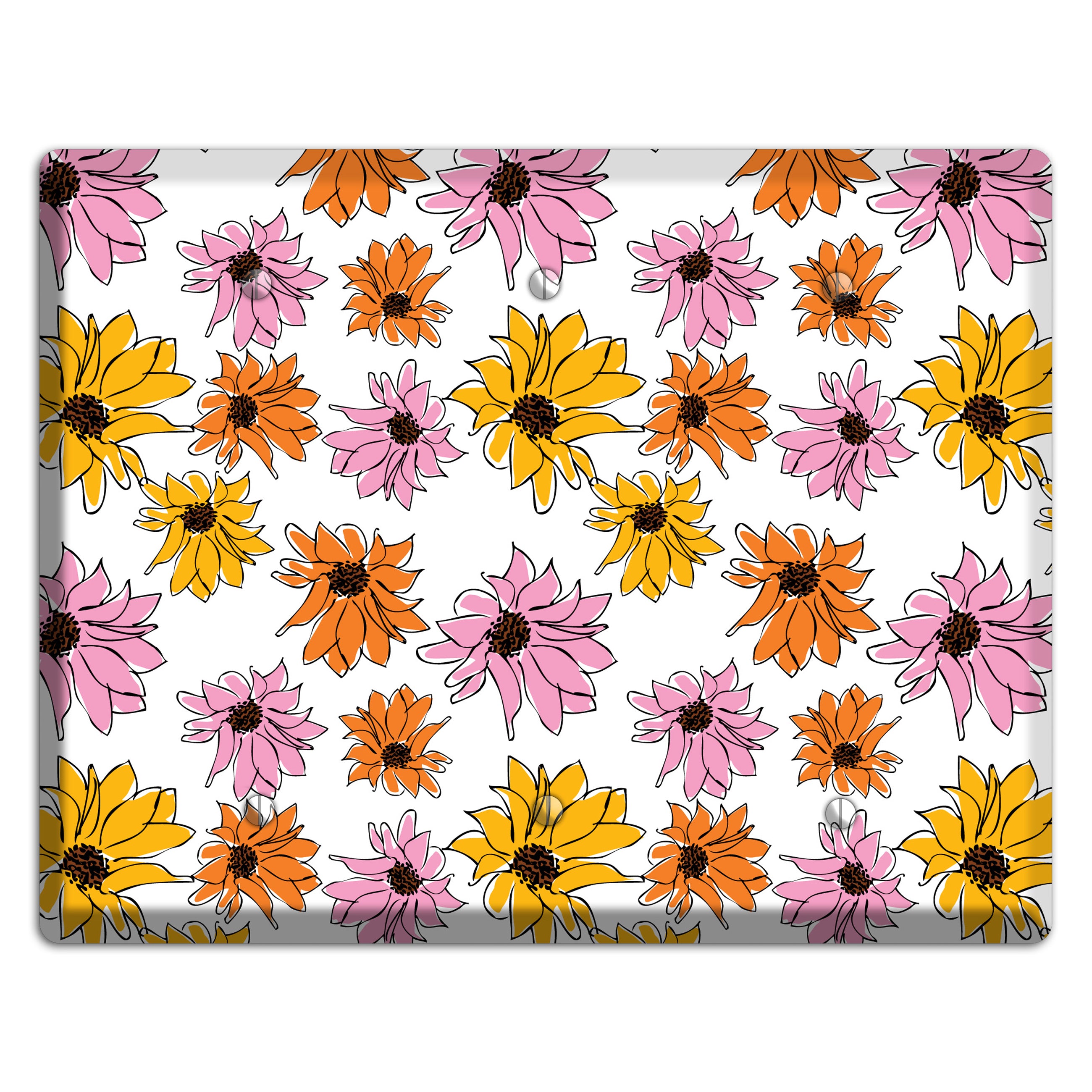 Pink Orange Yellow Flowers 3 Blank Wallplate