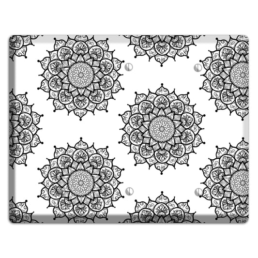 Mandala Black and White Style S Cover Plates 3 Blank Wallplate