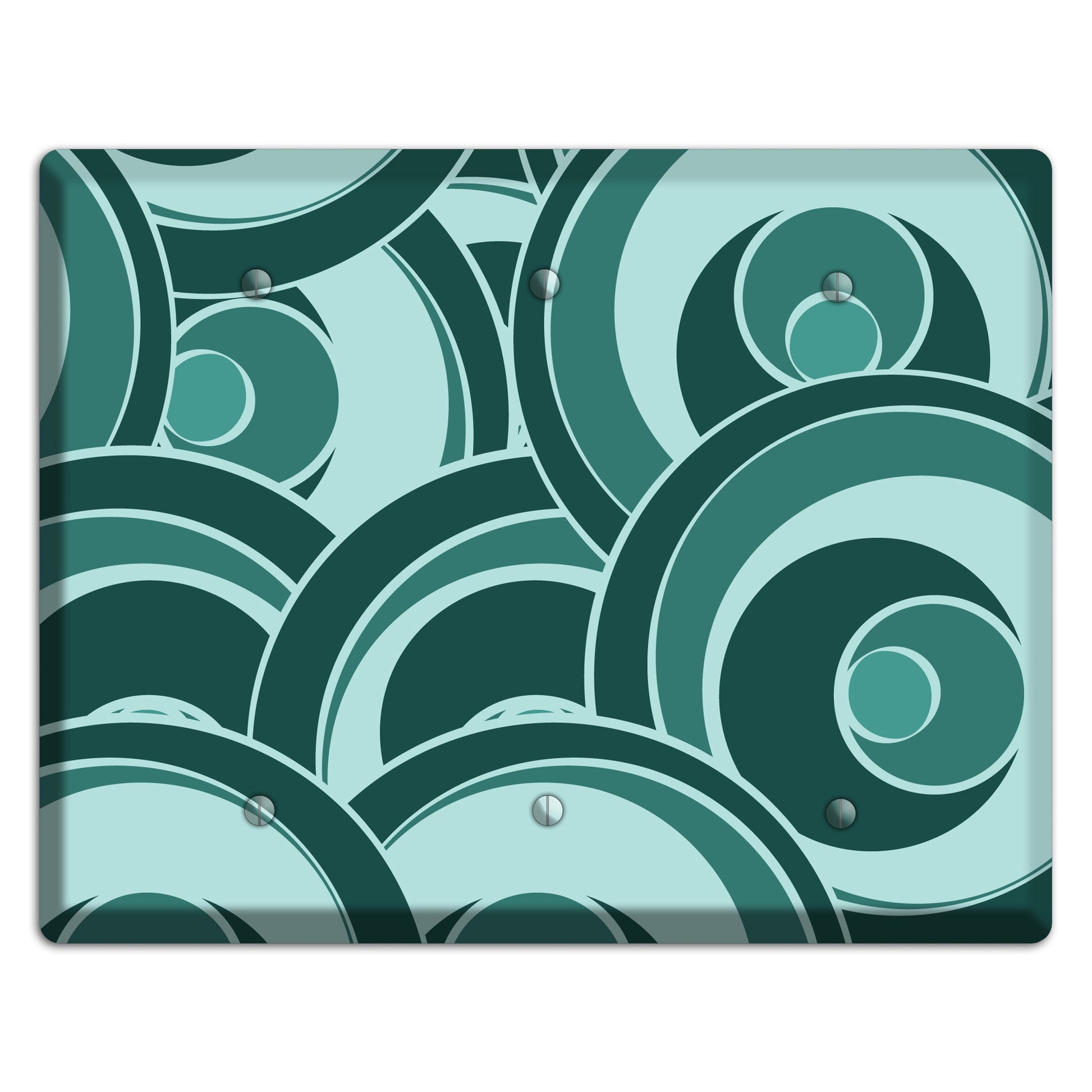 Blue-green Deco Circles 3 Blank Wallplate