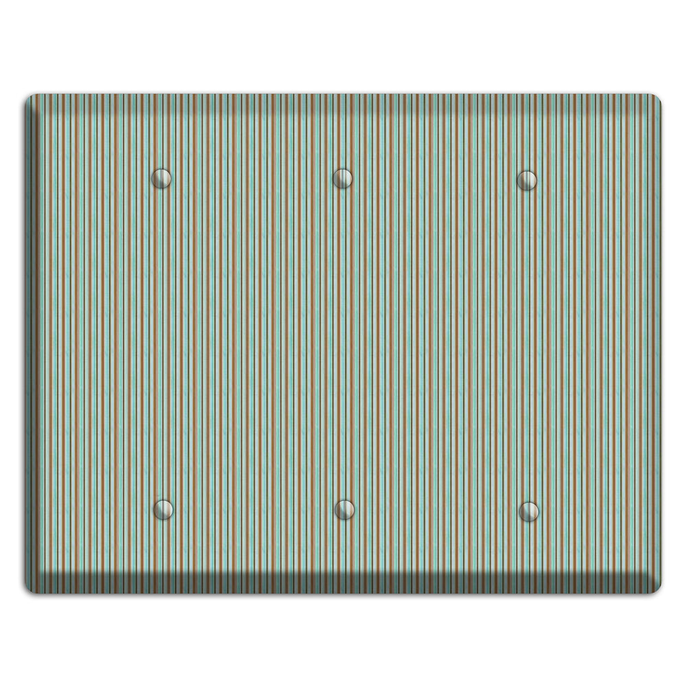 Multi Aqua Vertical Stripe 3 Blank Wallplate