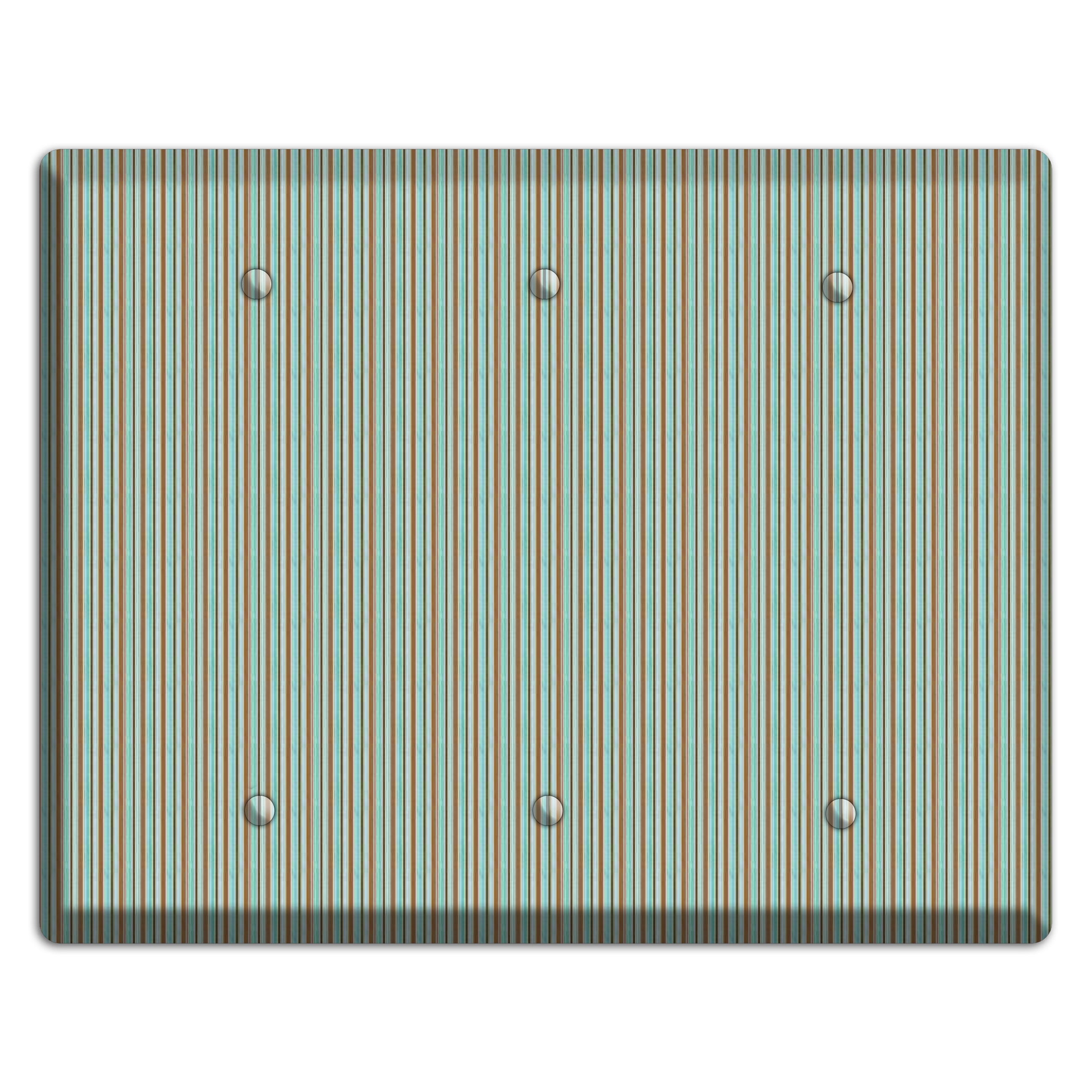 Multi Aqua Vertical Stripe 3 Blank Wallplate