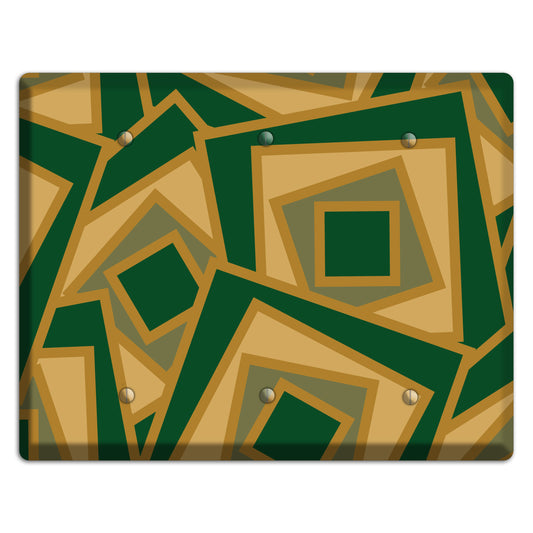 Green and Beige Retro Cubist 3 Blank Wallplate
