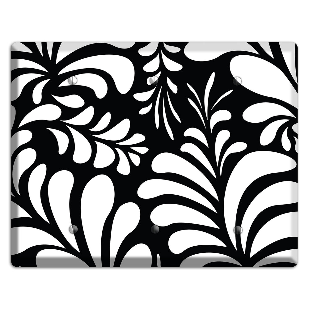 Black with White Herati 3 Blank Wallplate
