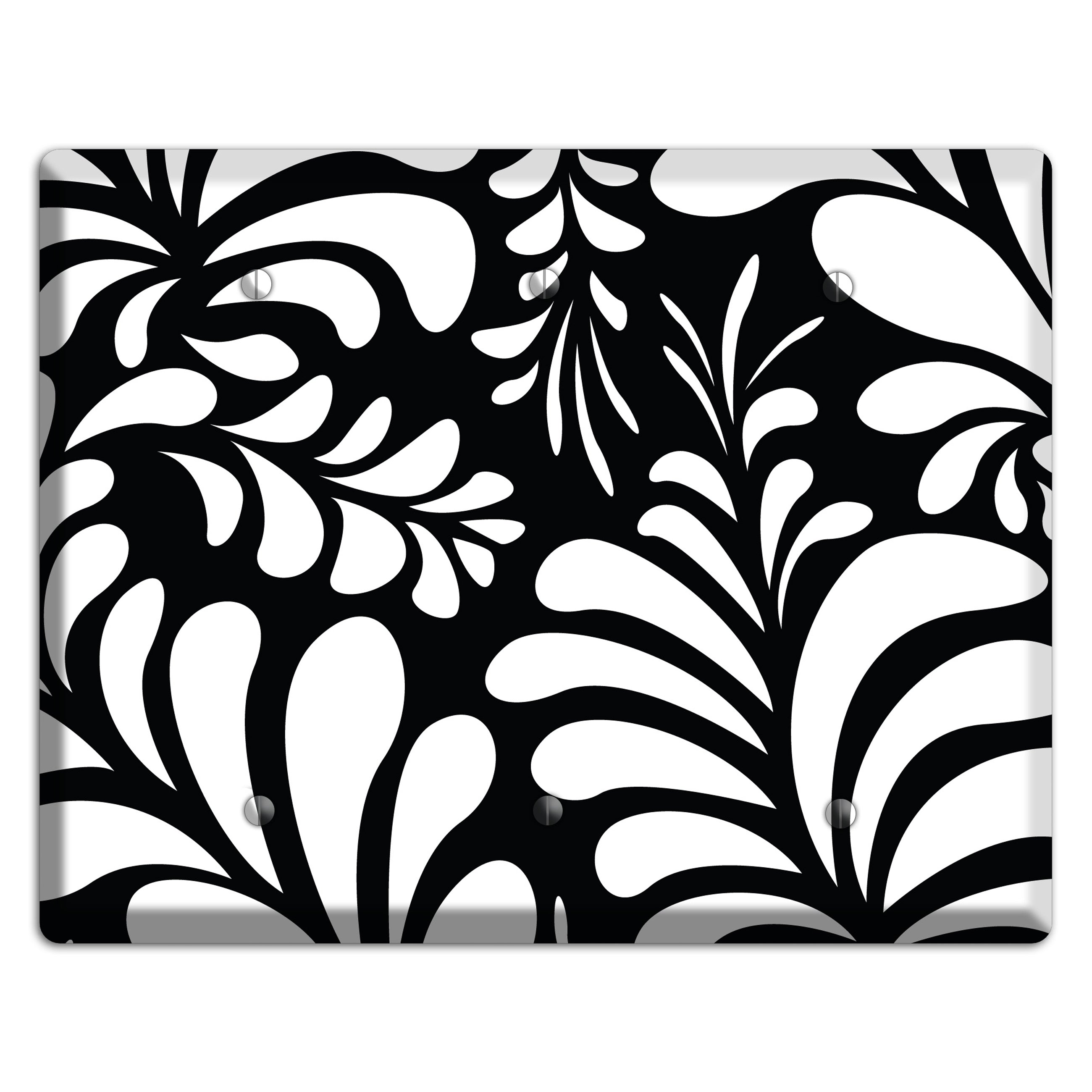 Black with White Herati 3 Blank Wallplate