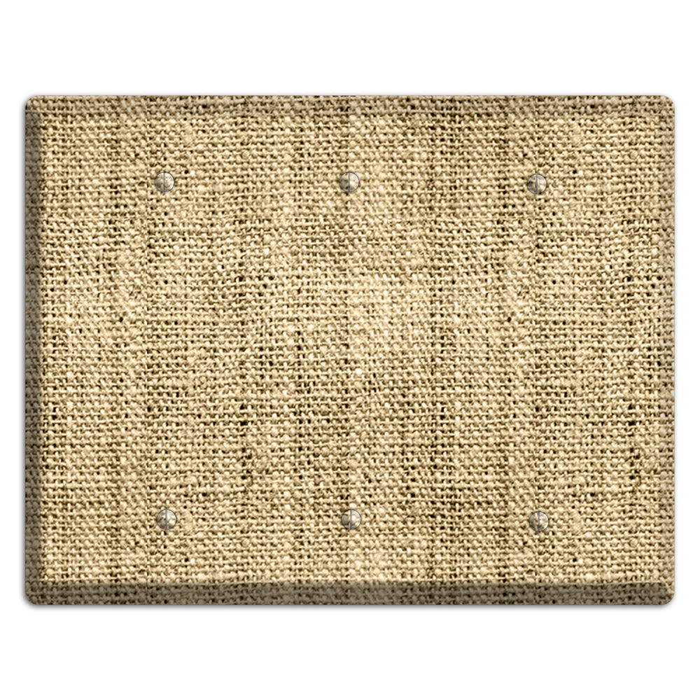 Indian Khaki Burlap 3 Blank Wallplate