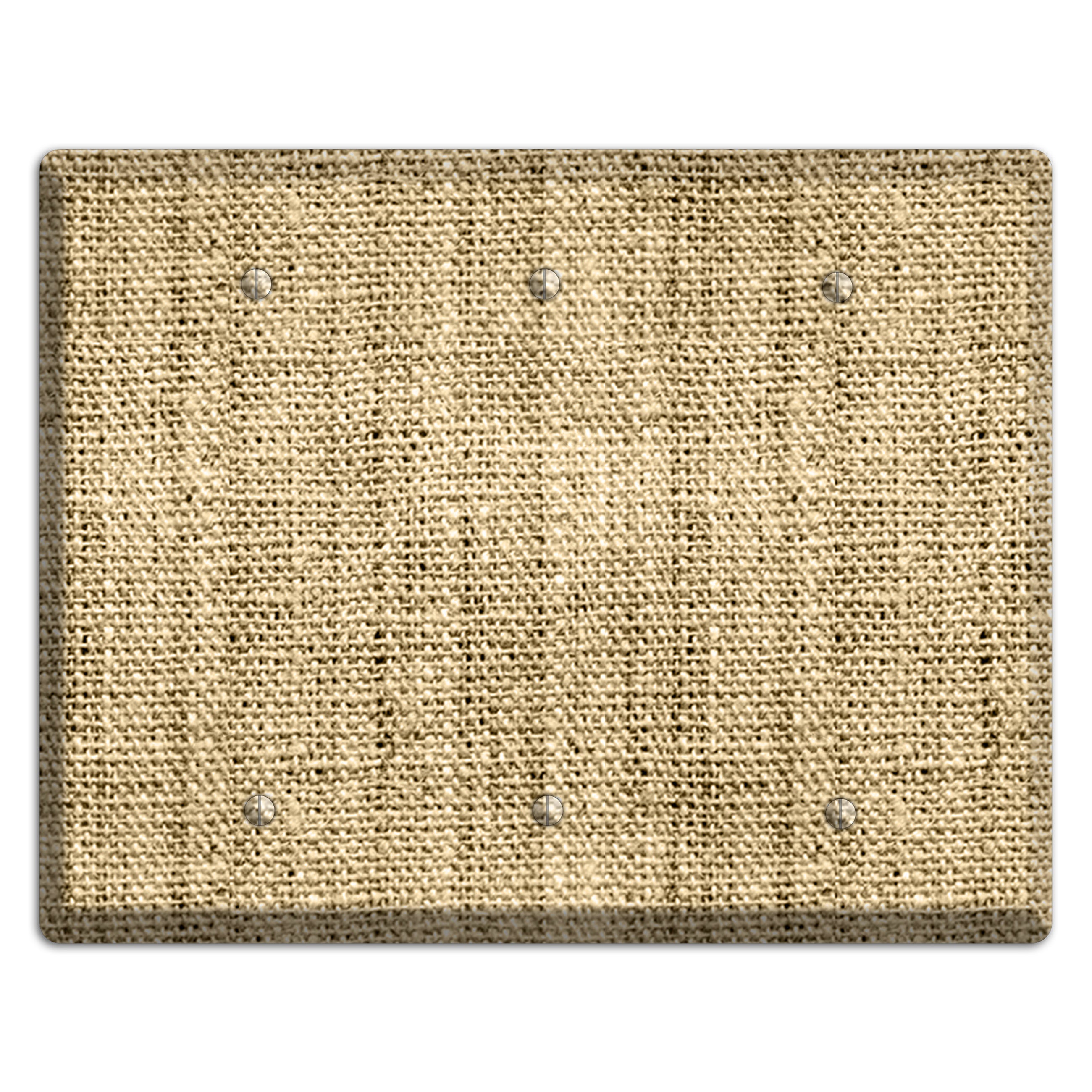 Indian Khaki Burlap 3 Blank Wallplate