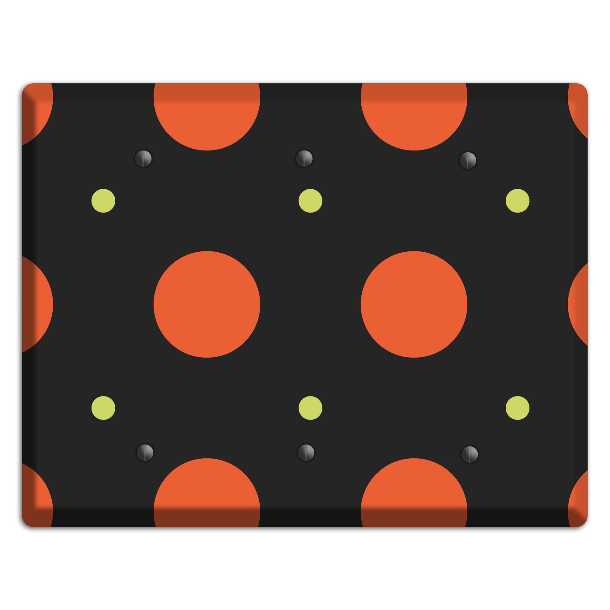 Black wih Orange and Lime Multi Tiled Medium Dots 3 Blank Wallplate