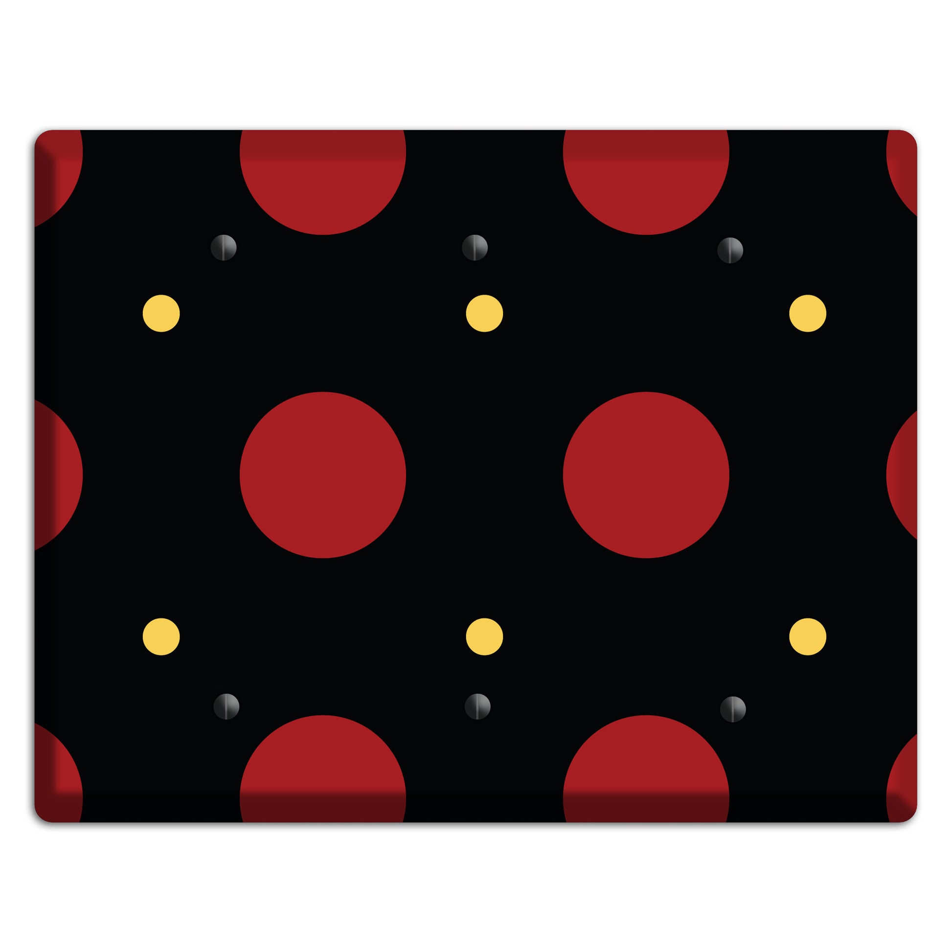 Black with Red and Yellow Multi Tiled Medium Dots 3 Blank Wallplate