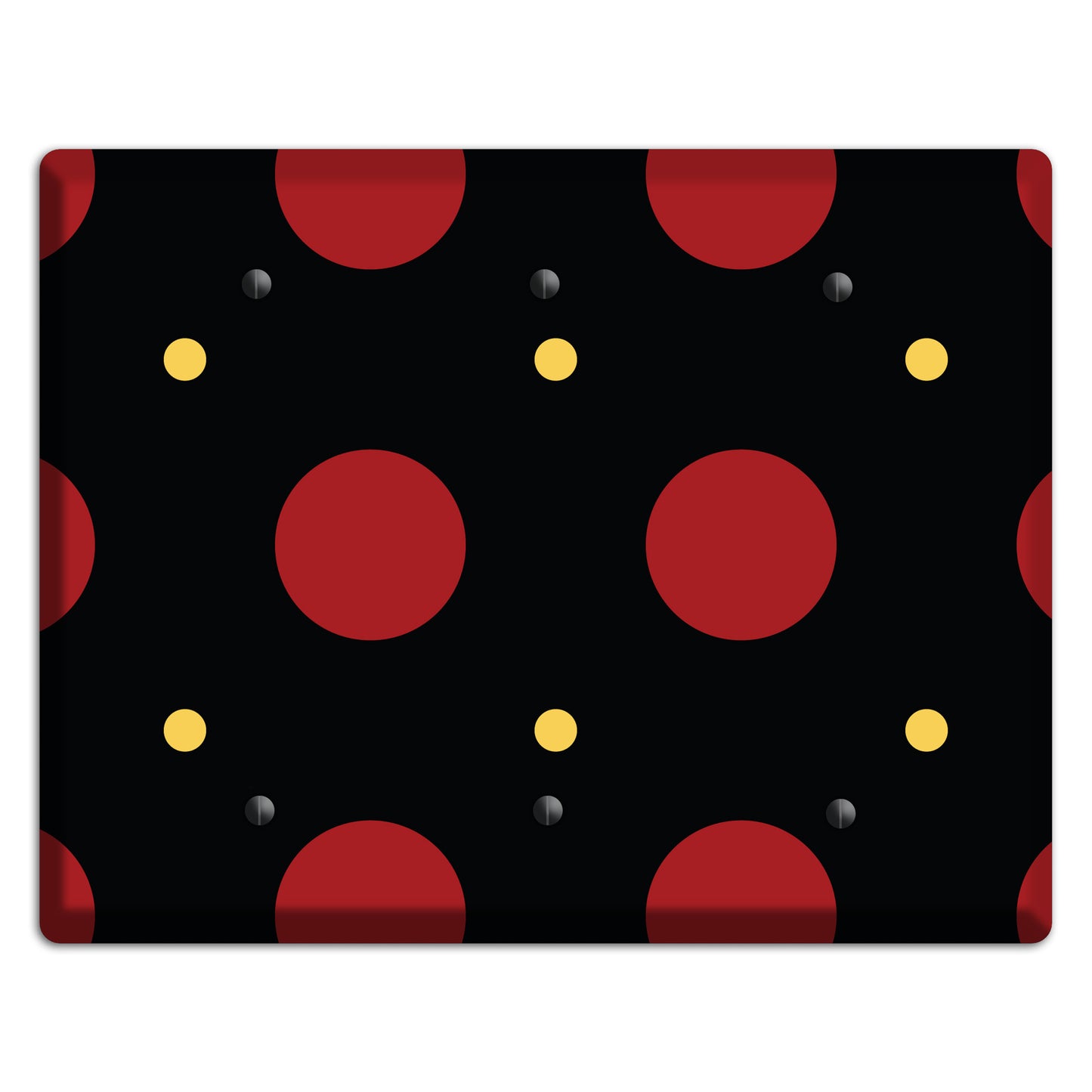 Black with Red and Yellow Multi Tiled Medium Dots 3 Blank Wallplate