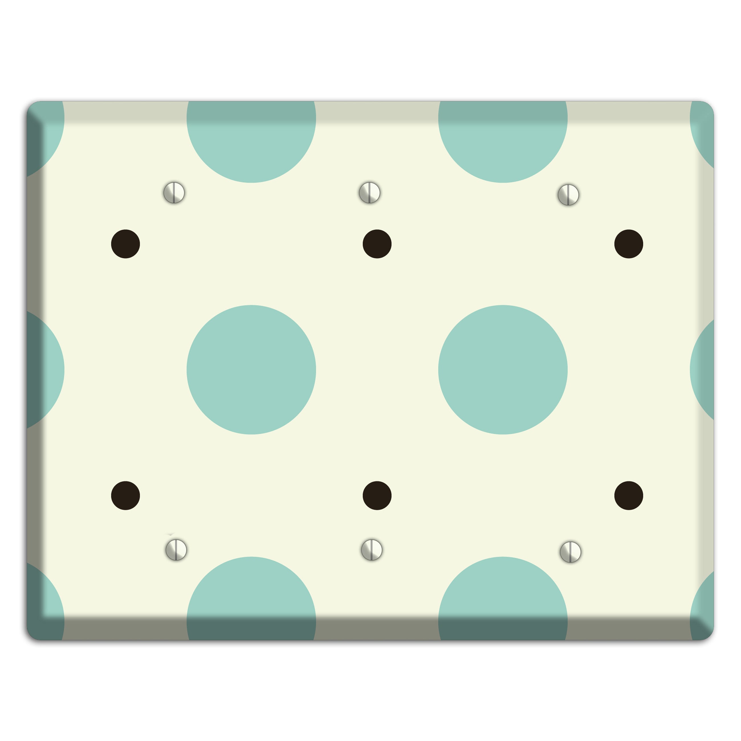 Soft Green with Aqua and Black Multi Tiled Medium Dots 3 Blank Wallplate