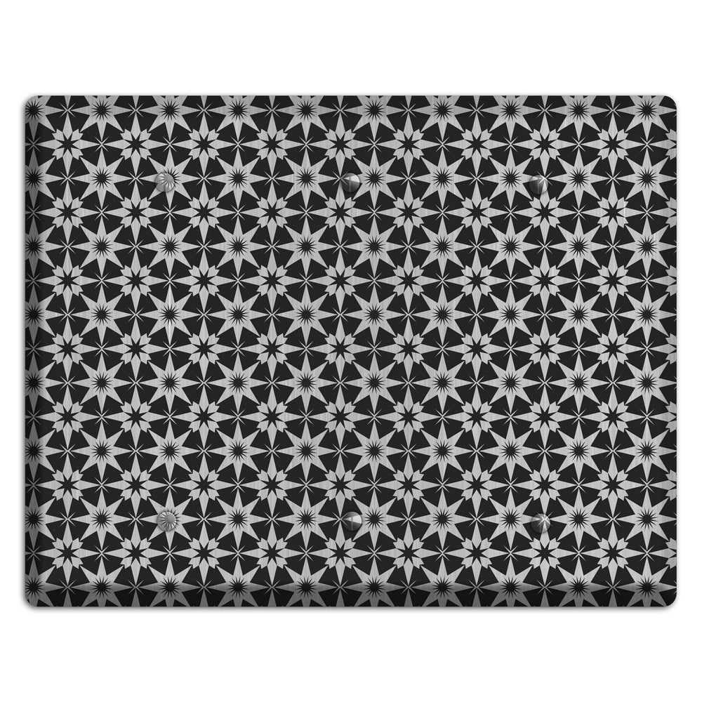 Black with Stainless Steel Foulard 3 Blank Wallplate