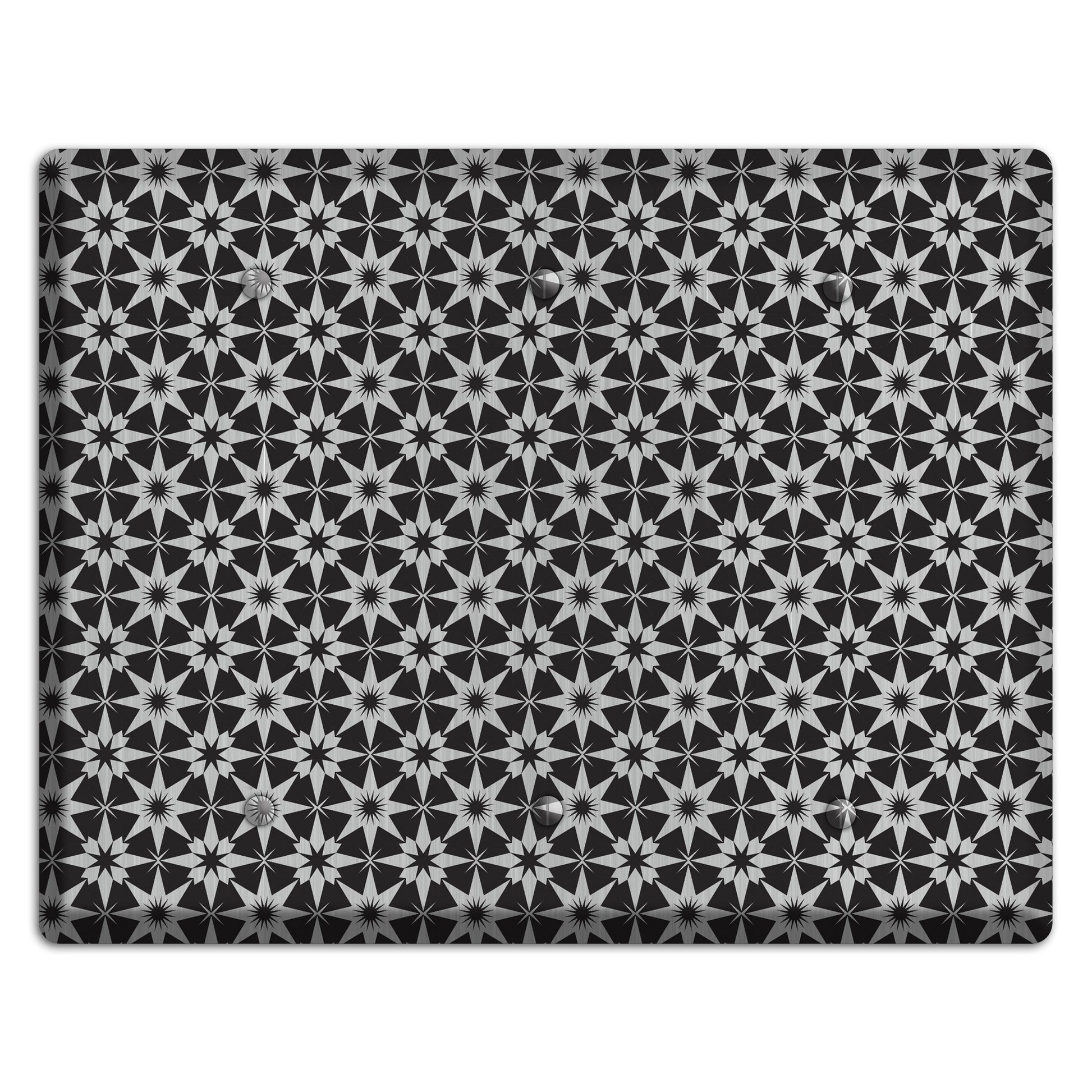 Black with Stainless Foulard 3 Blank Wallplate