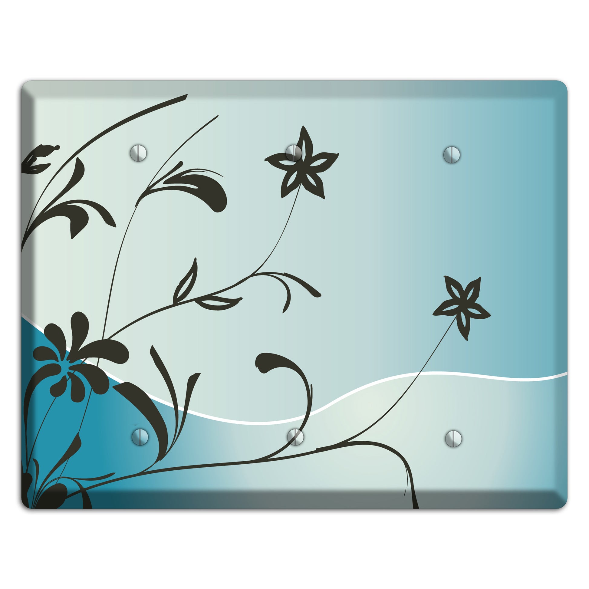 Blue-grey Floral Sprig 3 Blank Wallplate
